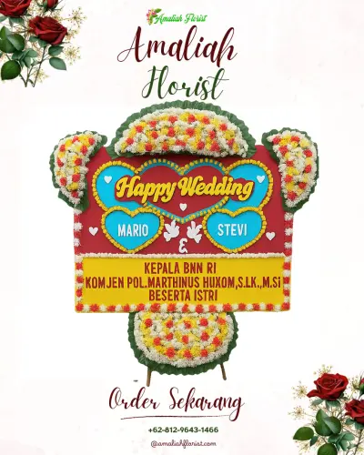 Karangan Papan Bunga Pernikahan di Temanggal